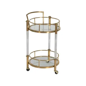 CHARIOT DE DISTRUBUTION 2 NIVAUX ROND EN VERRE PIEDS TRANSPARANT 